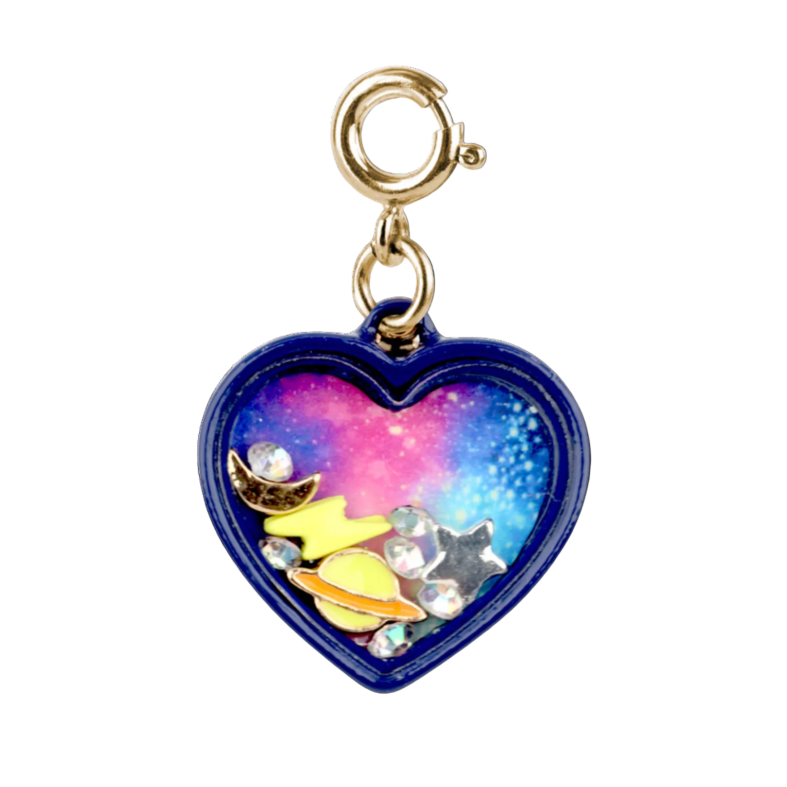 Colorful jewelry charm - heart with stardust in it