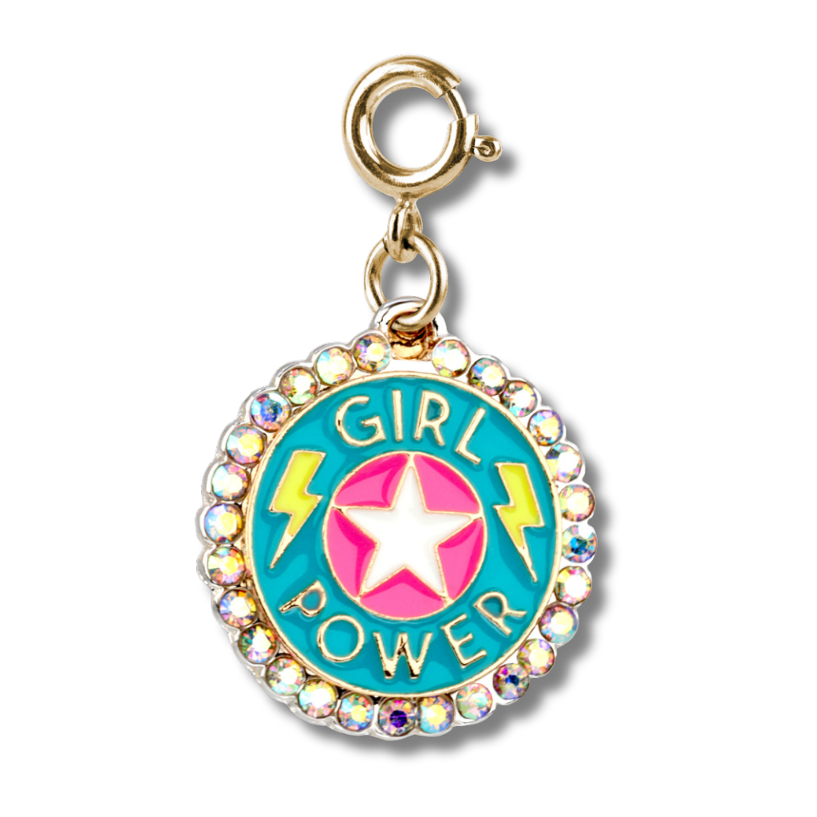 Colorful jewelry charm - girl power icon with shine