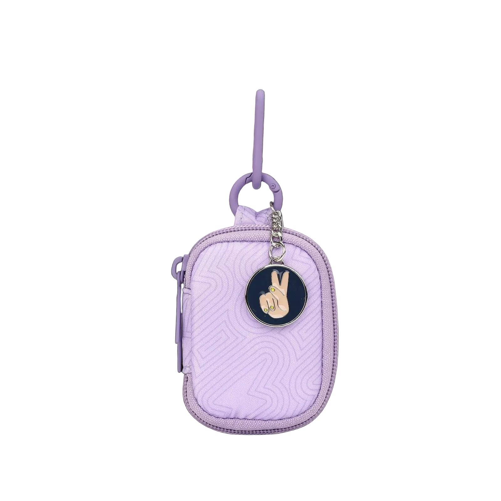 Purple clip on bag with peace charm