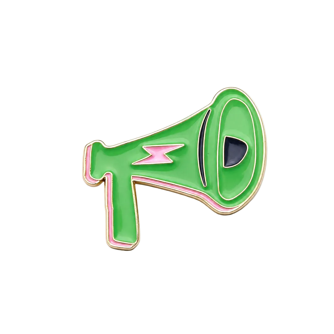 Colorful Stay Rebel Pin - megaphone