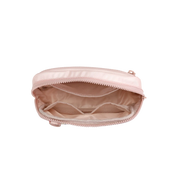 Pink belt bag with zipper and internal compartments