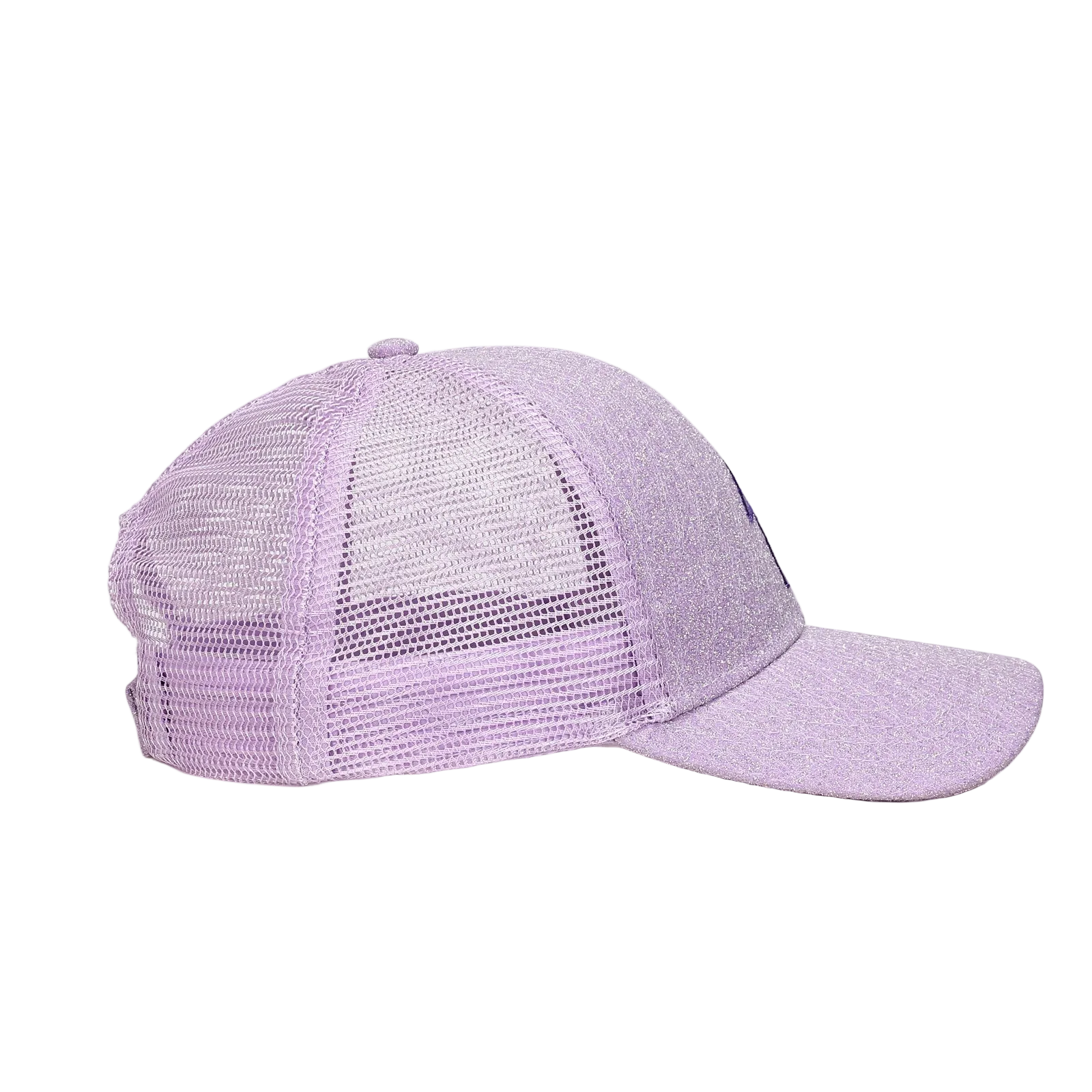 Purple hat with mesh back.